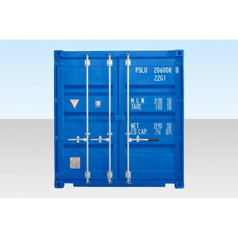 Contenedor Autoservicio DE 20 PIES CON PISO DE BAMBÚ – AZUL (RAL 5010)